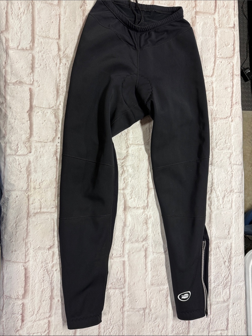 Unisex Black Performance Padded Cycling Tights with Fleece lining
